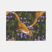 Vos, klokbloemen en klimop, groen, sinaasappel en  fleece deken (Voorkant (Horizontaal))