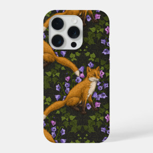 Vos, klokbloemen en klimop, groen, sinaasappel en iPhone 15 pro case