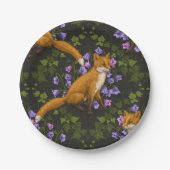 Vos, klokbloemen en klimop, groen, sinaasappel en papieren bordje (Voorkant)