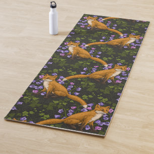 Vos, klokbloemen en klimop, groen, sinaasappel en yogamat