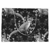 Vos, klokbloemen en klimop, monochroom, zilveren m groot cadeauzakje (Achterkant)