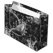 Vos, klokbloemen en klimop, monochroom, zilveren m groot cadeauzakje (Voorkant Gekanteld)