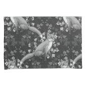 Vos, klokbloemen en klimop, monochroom, zilveren m kussensloop (Voorkant-Rechts)