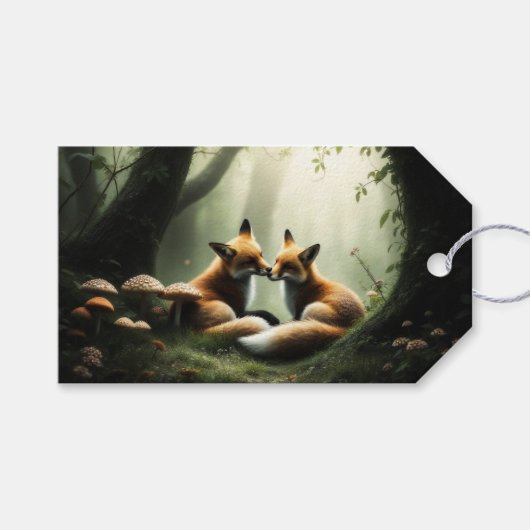 Vos Knuffel in Nevelig Bos Cadeaulabel (Voorkant (Horizontaal))