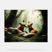 Vos knuffelen in Misty Forest Acryl Bord (Voorkant)