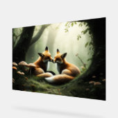 Vos knuffelen in Misty Forest Acryl Bord (Hoek)