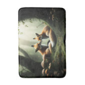 Vos knuffelen in Misty Forest Badmat (Voorkant Verticaal)