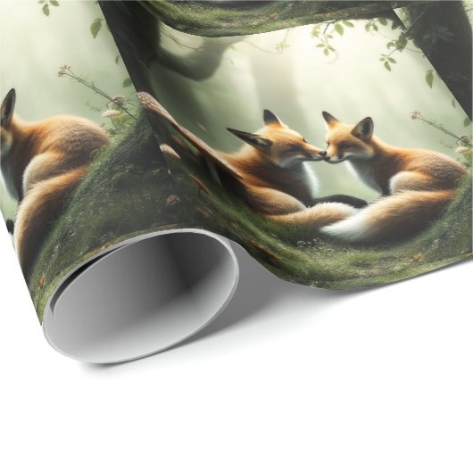 Vos knuffelen in Misty Forest Cadeaupapier (Rol Hoek)