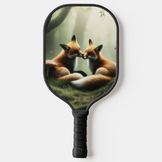 Vos knuffelen in Misty Forest Pickleball Paddle (Achterkant)