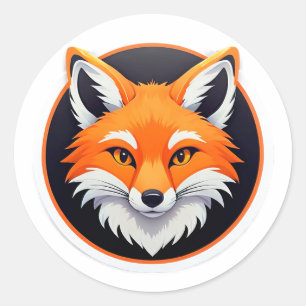 Vos Krachtig Bos Dier Natuur Energie Embleem Ronde Sticker