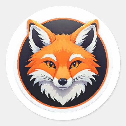 Vos Krachtig Bos Dier Natuur Energie Embleem Ronde Sticker (Voorkant)