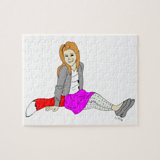 vos meisje knop legpuzzel (Horizontaal)