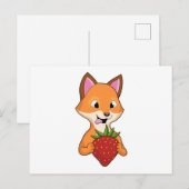 Vos met aardbei briefkaart (Voorkant / Achterkant)