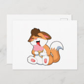 Vos met aardbeienijs briefkaart (Voorkant / Achterkant)