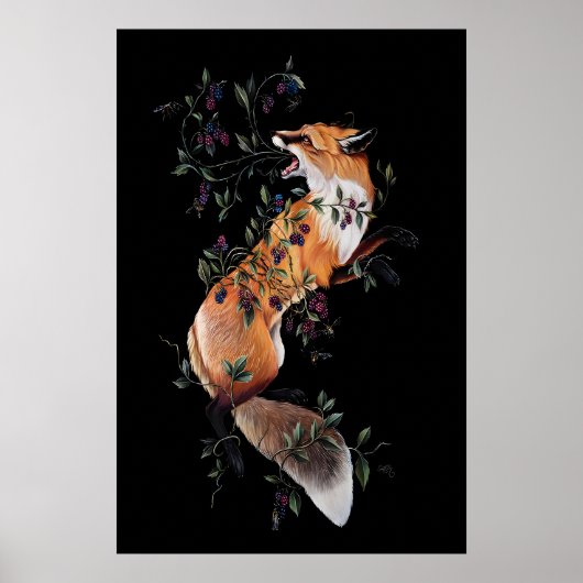Vos met bessen en bijen- Giclee print van (Voorkant)