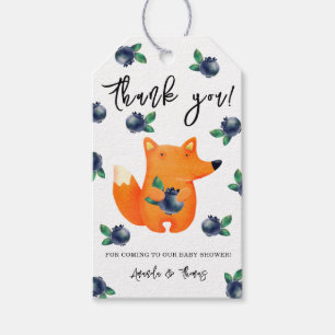 Vos met blauwe bessen - bedankt baby shower cadeaulabel