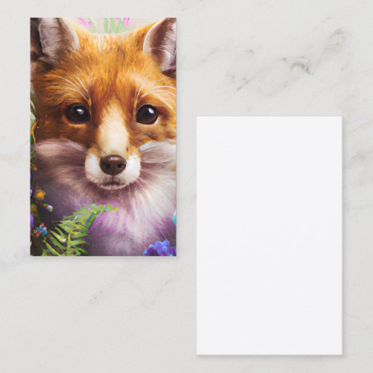 Vos met bloemen visitekaartje (Voorkant / Achterkant)