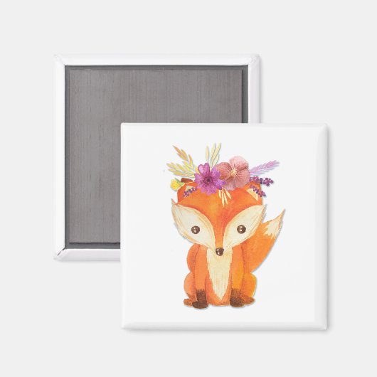 Vos met bloemkroon magneet (Voorkant / Achterkant)