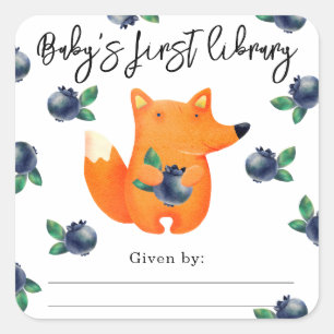 Vos met bosbes - baby's eerste bibliotheek vierkante sticker