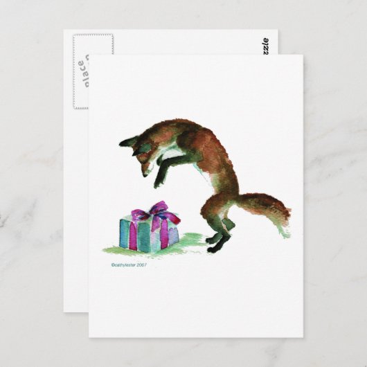 vos met cadeau briefkaart (Voorkant / Achterkant)