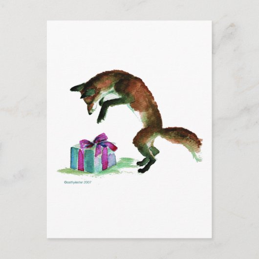 vos met cadeau briefkaart (Voorkant)