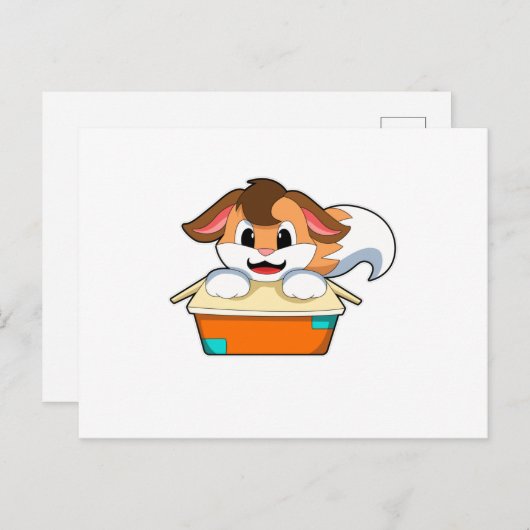 Vos met doos briefkaart (Voorkant / Achterkant)