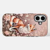 Vos met dromerige roze bloem Case-Mate iPhone case (Achterkant (horizontaal))