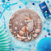 Vos met dromerige roze bloem papieren bordje (Feest)