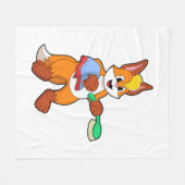 Vos met Handdoek & Borstel Fleece Deken (Voorkant (Horizontaal))