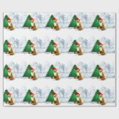 Vos met kerstboom inpakpapier voor kinderen (Vlak)