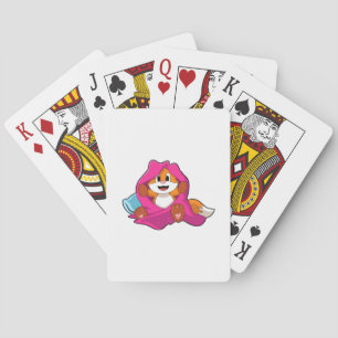 Vos met kussen en deken pokerkaarten