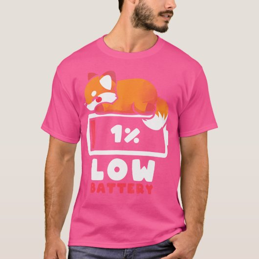 Vos met lage batterij t-shirt (Voorkant)