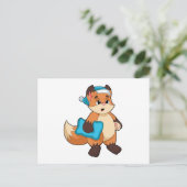 Vos met nachtkapje briefkaart (Staand voorkant)