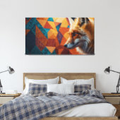 Vos met opvallende oranje vacht tegen canvas afdruk (Insitu (Slaapkamer))