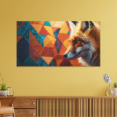 Vos met opvallende oranje vacht tegen canvas afdruk (Insitu (Woonkamer))
