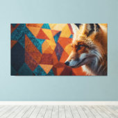 Vos met opvallende oranje vacht tegen canvas afdruk (Insitu (Houten vloer))