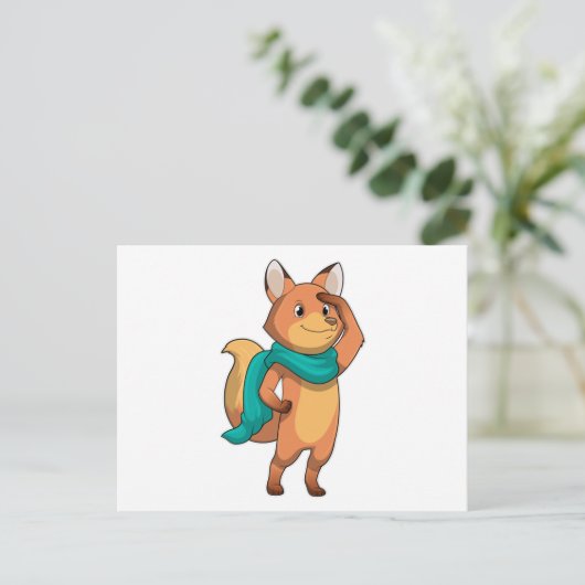 Vos met sjaal briefkaart (Staand voorkant)