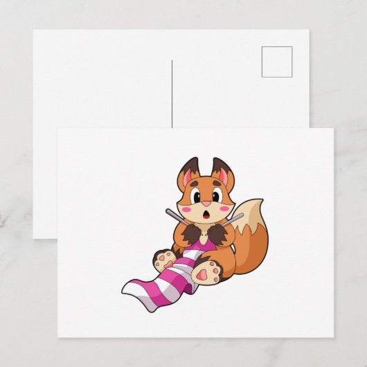 Vos met sjaal briefkaart (Voorkant / Achterkant)