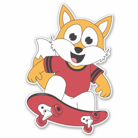 vos met skateboard sticker (Voorkant)