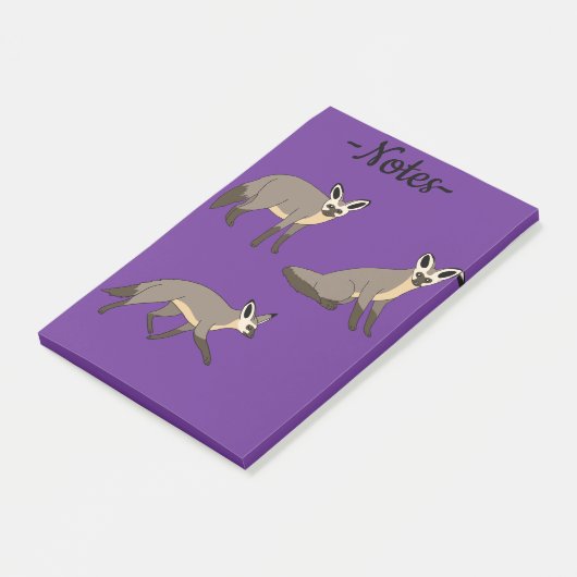 Vos met vleermuisoren post-it® notes (Schuin)