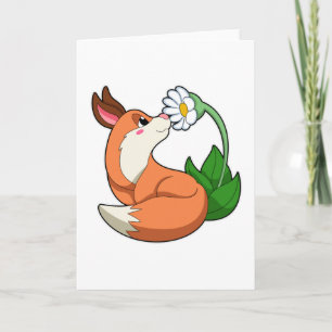 Vos met witte bloem kaart