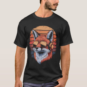 Vos met zonnebril en koptelefoon t-shirt