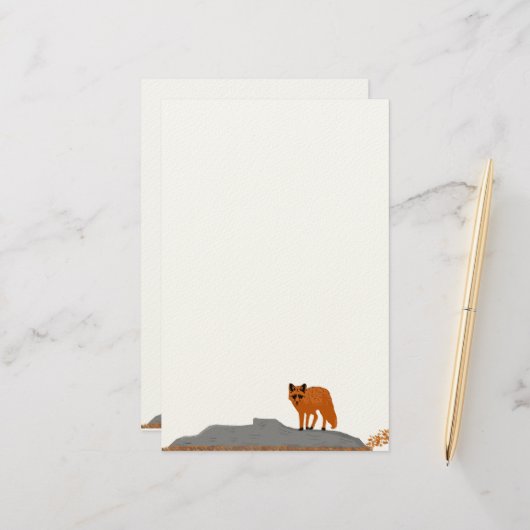 🦊 Vos op een rots Briefpapier (Voorkant / Achterkant in situ)