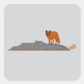 🦊 Vos op een rots Vierkante Sticker (Voorkant)