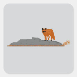 🦊 Vos op een rots Vierkante Sticker