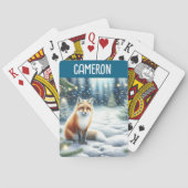 Vos op een winternacht in het betoverde bos pokerkaarten (Achterkant)