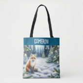Vos op een winternacht in het betoverde bos tote bag (Voorkant)