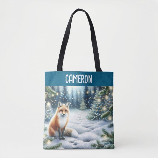 Vos op een winternacht in het betoverde bos tote bag (Voorkant)