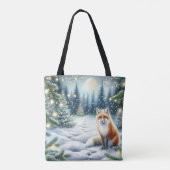 Vos op een winternacht in het betoverde bos tote bag (Achterkant)