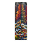 Vos oversteekt een herfstrivier thermosbeker (Achterkant)